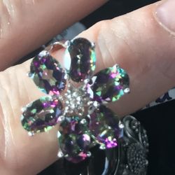 Mystic Topaz Flower Ring