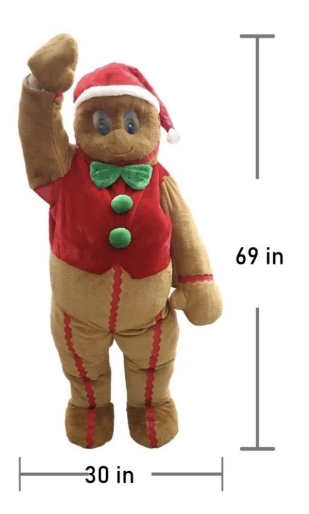 Christmas plush gingerbread man costume small adult