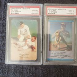 LOU GEHRIG AND TY COBB HIGH PSA GRADED  1953 BASEBALL CARDS 