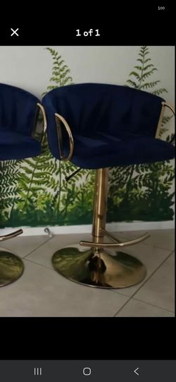 Bar stools blue with gold