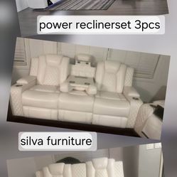 Power sofas set 3pcs color white and gray