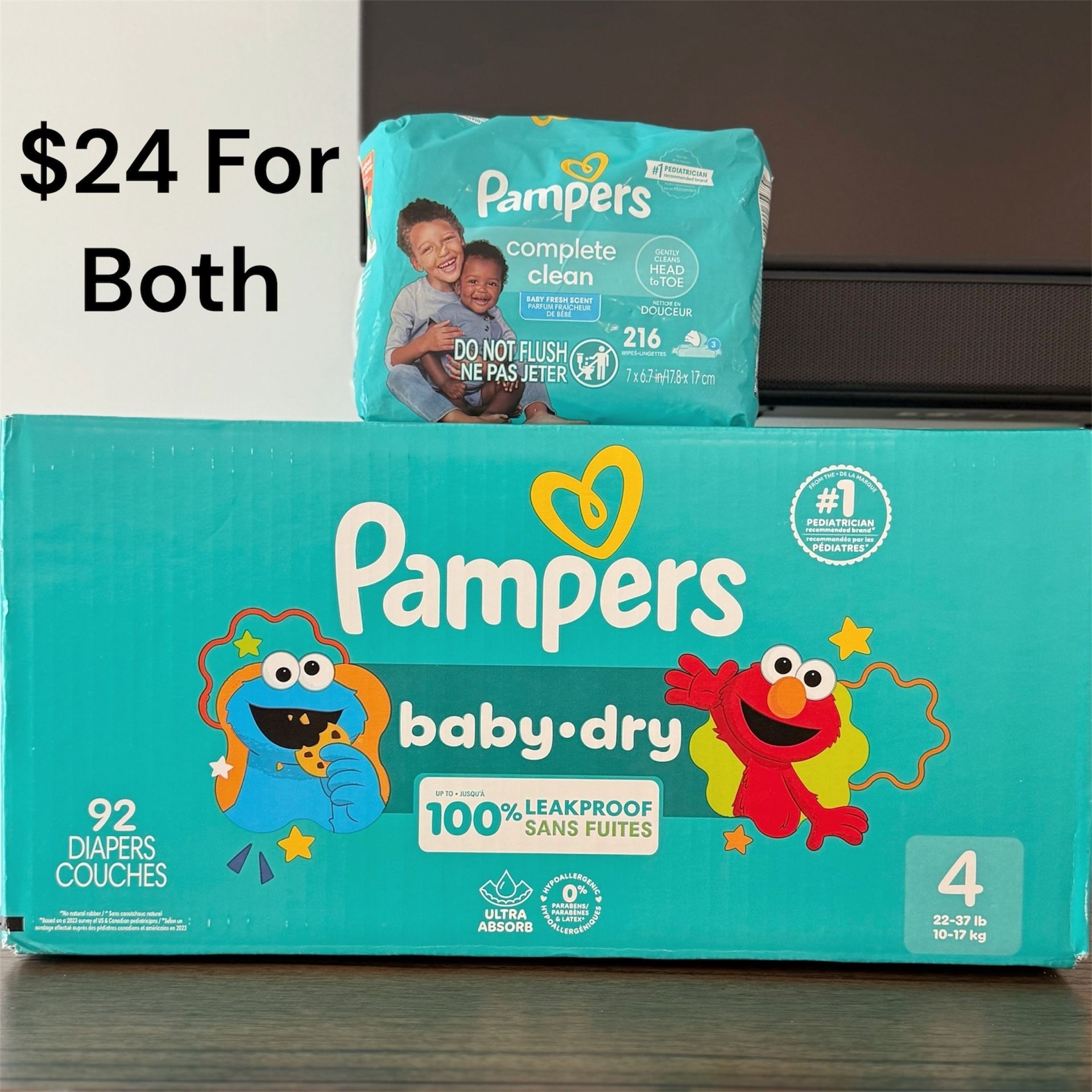 Brand New Pampers Size 4 Diapers & Wipes