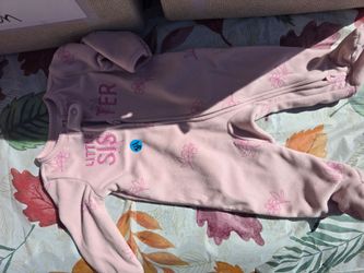 Baby Girl 'Little Sister' Fleece Footed Sleeper