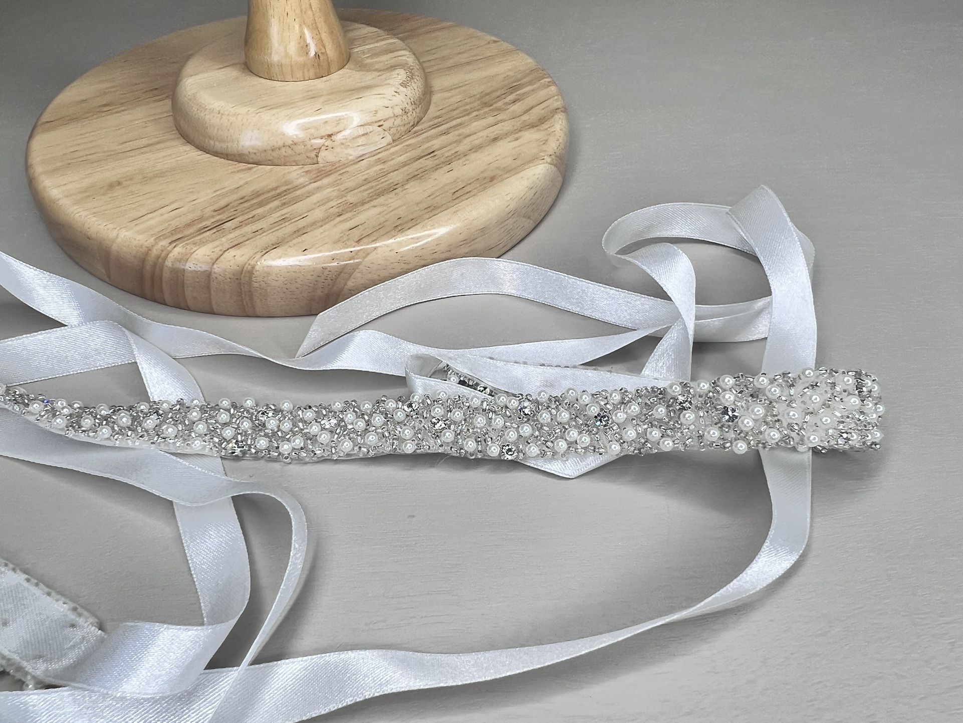 Crystal rhinestone and beaded ivory bridal belt