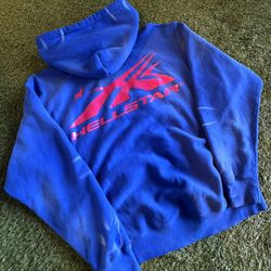 HELLSTAR Blue/Red Washed Gel Hoodie Size M