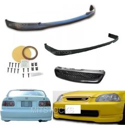 Honda Civic Front And Rear Bumper Lips Plus Grill All New 96-98