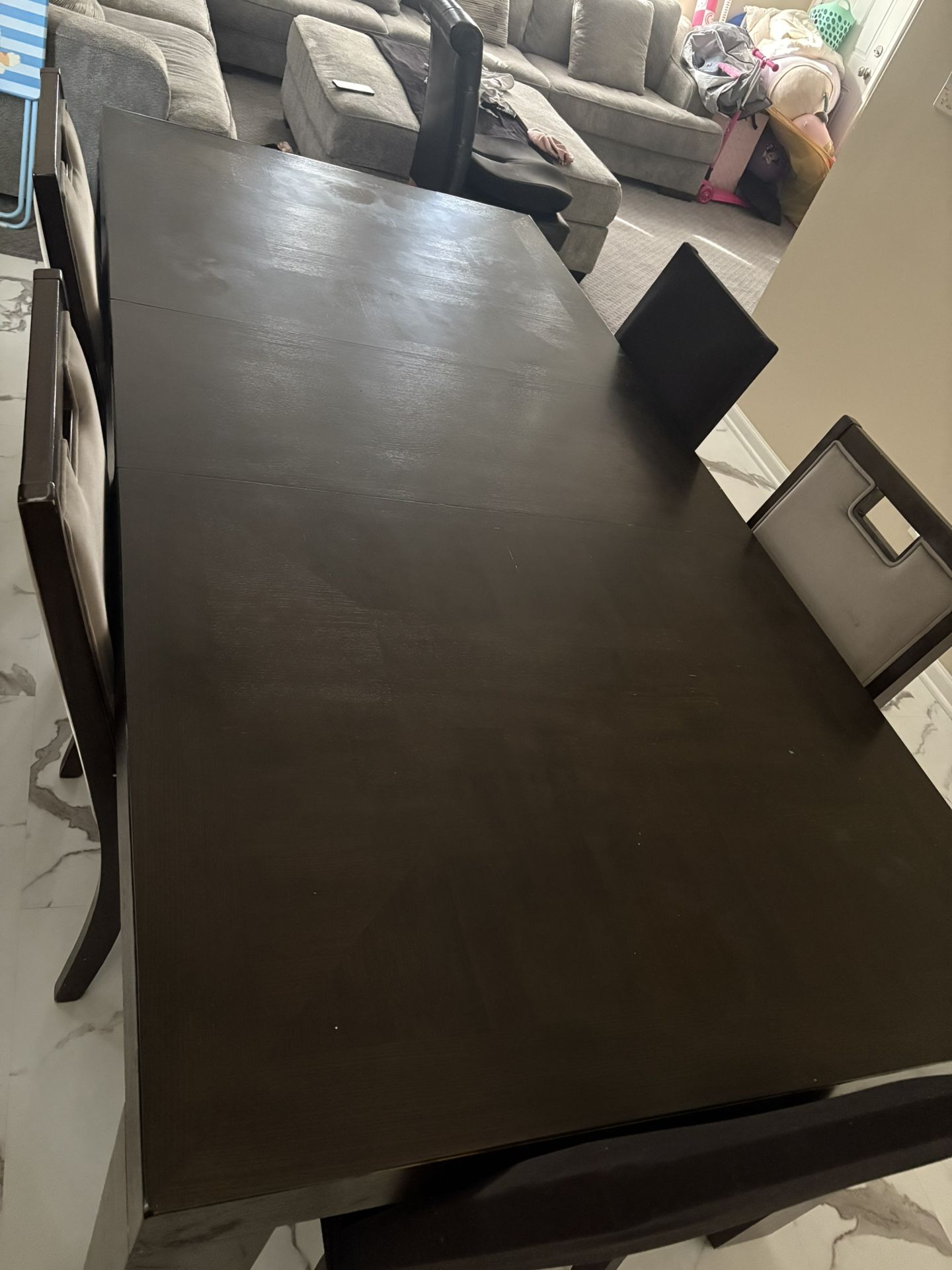 Solid wood dining set table 6 chairs