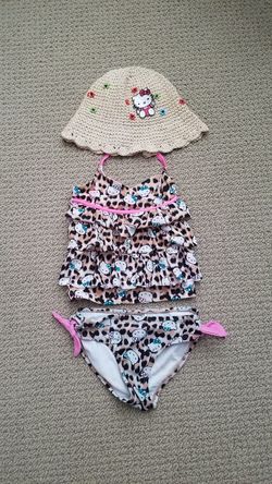 Hello Kitty Toddler bathing suit size 5 with hat