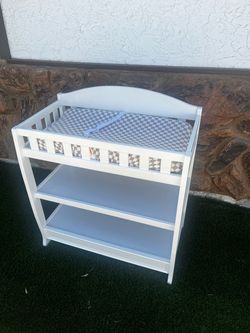 White Baby Changing Table with Shelves