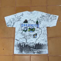 Gildan 1994 all over print Yosemite National Park Map Nature T Shirt Size XL Vintage 