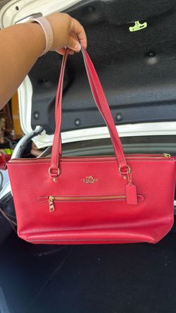 Coach Red Leather Tote Bag