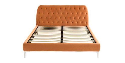 Orange Tufted Upholstered Queen Bed Frame