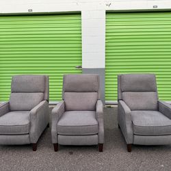 3 Modern Recliner Chairs – Gray Fabric