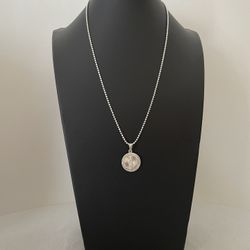 20” 925 Italian Silver Moon Ball Necklace With 925 Silver Two Sided Pendant 