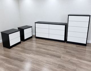 DRESSER, CHEST AND TWO NIGHSTANDS