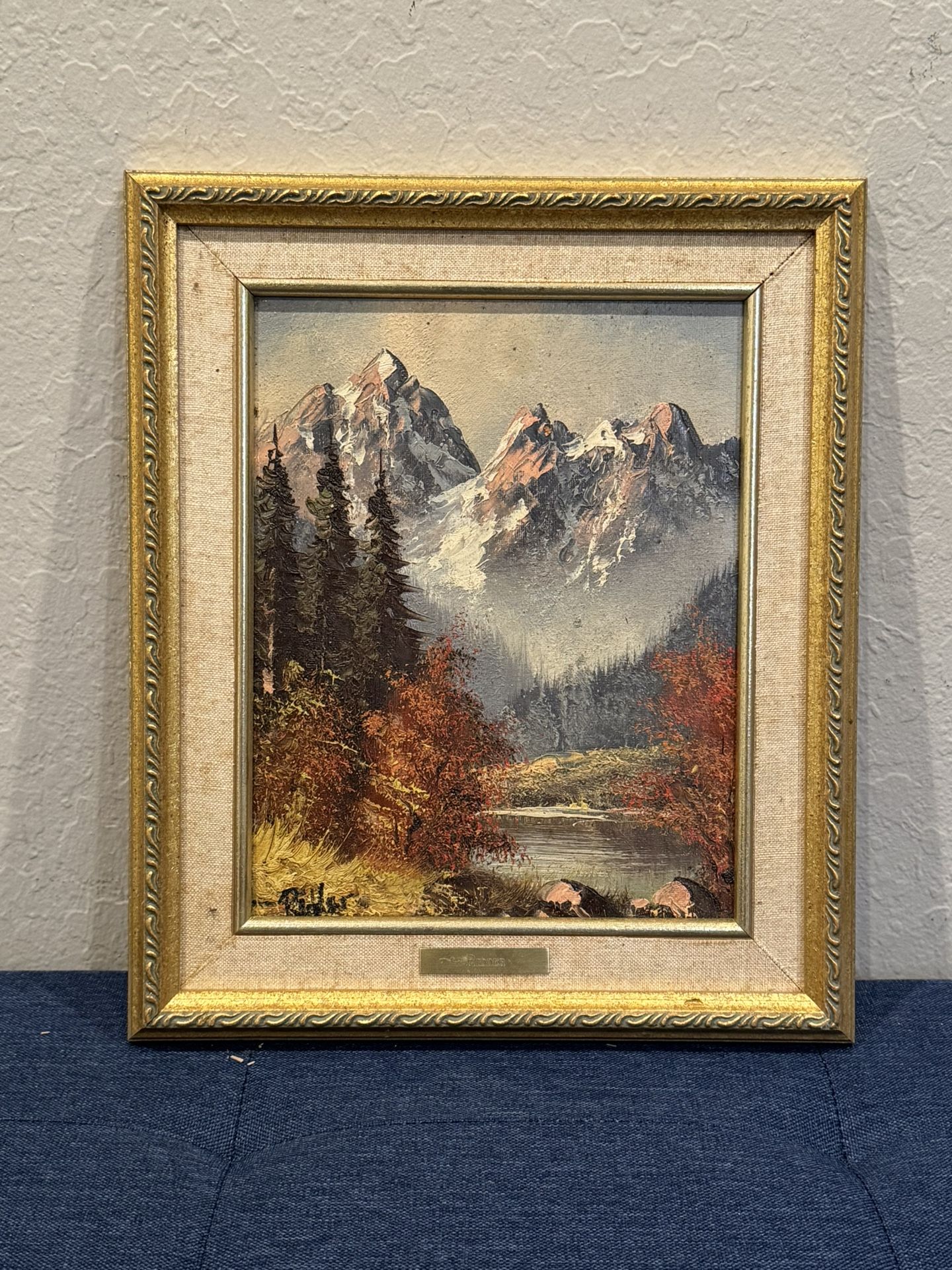 Fantastic c1950s Impasto Autumn Mountain Landscape Oil Painting by Ridder