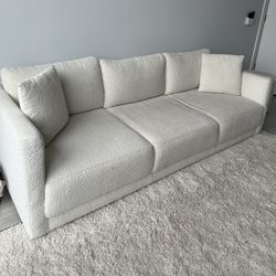 Boucle 93” Sofa  + Joss & Main Free Bed Base