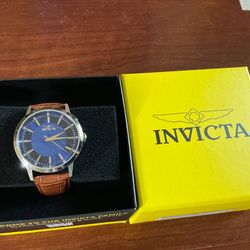 Invicta Men’s Celestial Quartz Watch, blue dial, leather band, 43mm
