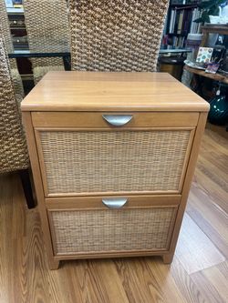 Two drawer wicker nightstand