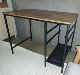 ndustrial Wood & Black Metal Desk / Console Table