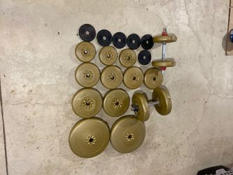 Thor barbells and Cap weight plates. Approximately 150lbs total