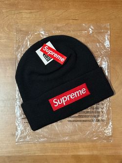 Supreme New Era Box Logo Beanie Black with Red Logo NWT and Comes with Bag (One size fits most)