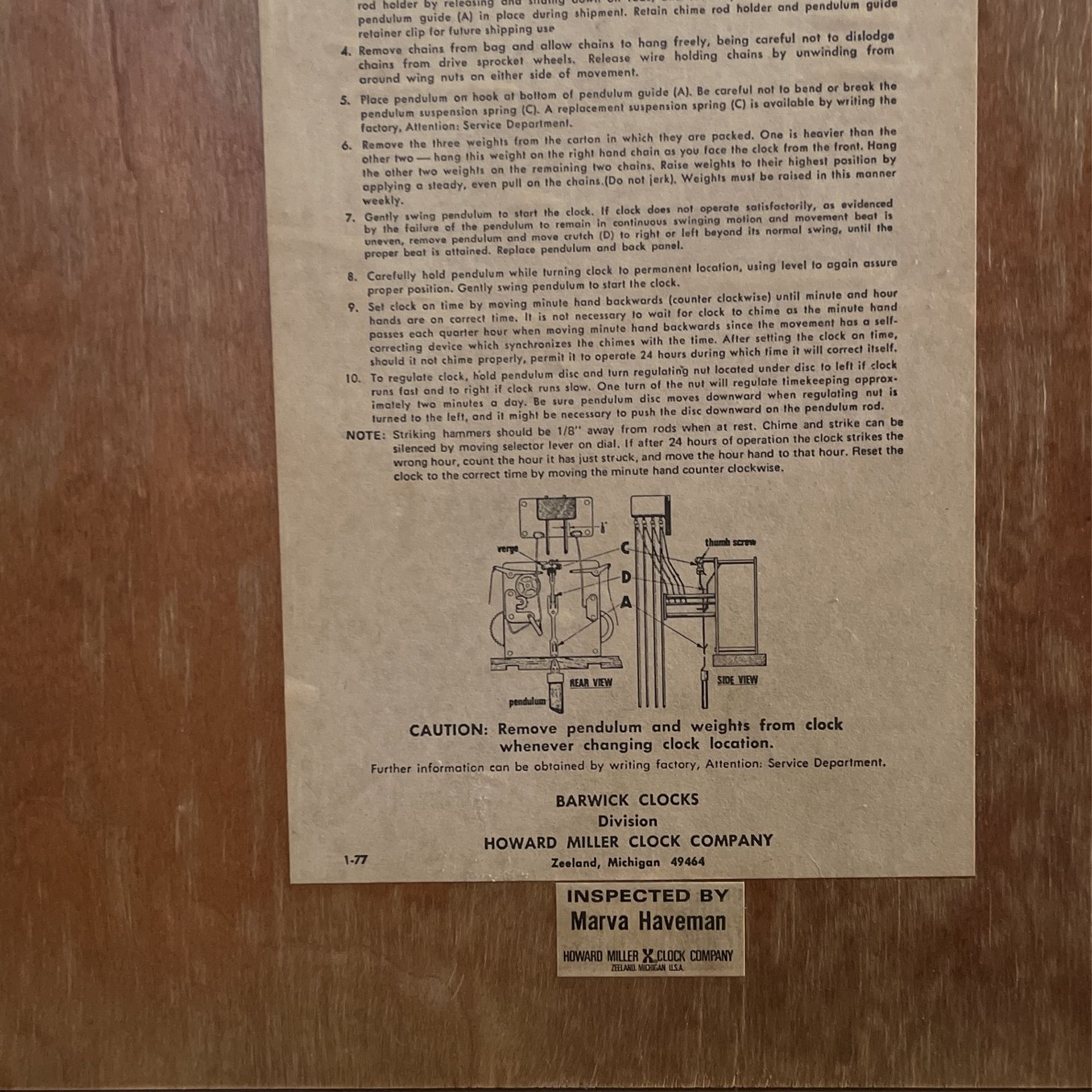 Grandfather Clock Howard Miller (from the 70’s) Other - Antiques