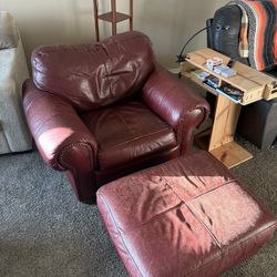 Leather Chair And Ottoman 
