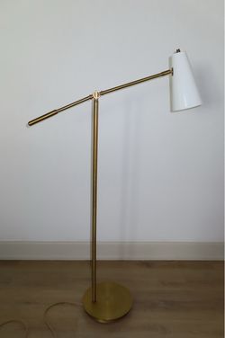 Brass & White Adjustable Floor Lamp
