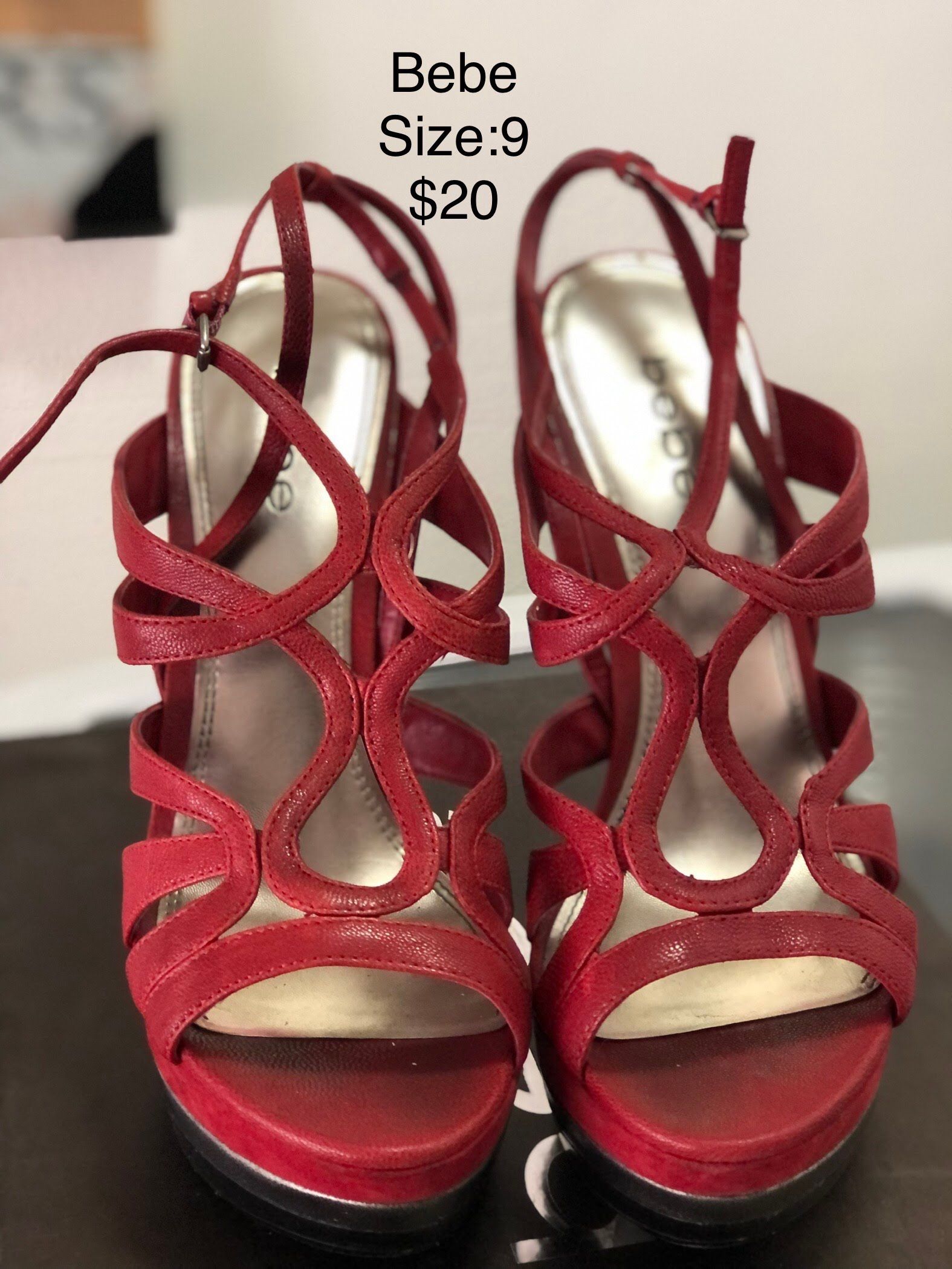 Red Bebe Heels Size 9