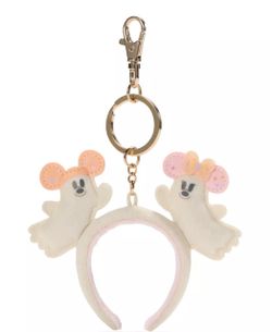 Disney Parks 2026 Ghost Headband Bag Charm Keychain NWT