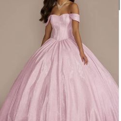 Light pink Glitter Quinceañera  dress