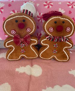 Pair Of Gingerbread Christmas Pillows
