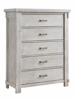 Farmhouse White 5 Drawer Chest
