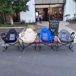 XMAS SALE!! $30! In Box Hammock Camping Chair, Retractable Footrest, Adjustable Back, Cup Holder & Carry Bag. Beige, Blue, Gray. 400 Weight Capacity