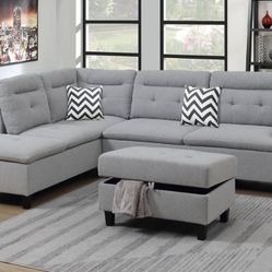 Brand new Grey Sectional With Ottoman 