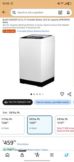 BLACK+DECKER 3.0 Cu. Ft. Portable Washer