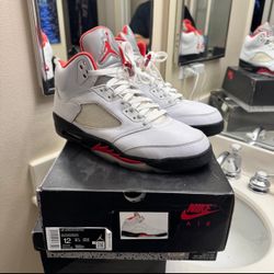 Jordan 5 Fire Red Silver Tongue (Size 12)