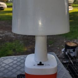 Portable Lamp 12 1/4" High For Indoor / Outdoor Light. Orange Emergency Lantern Uses 6 Volt Battery