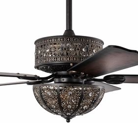 60" Victorian Chandelier Ceiling Fan with Light & Remote Aged Bronze