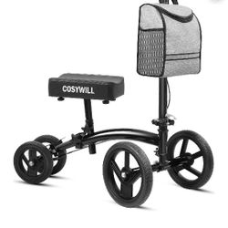 COSYWILL Steerable Knee Scooter,Knee Walker Scooter for Adults with 10" Front Wheels,Foldable Knee Scooter for Foot Surgery Crutches Alternative,Black