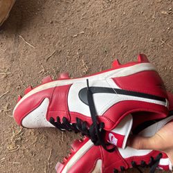 Red Jordan 1 Baseball Cleats Size 11 1/2