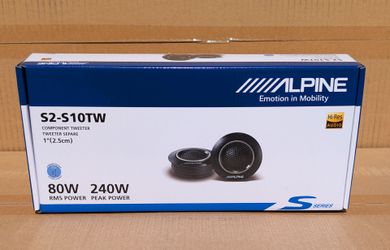 Alpine Car Speakers 1 Set 1" Component Tweeters 240 Watts S Series S2-S10TW Tweeter System