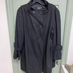 AB Studio Black Double Breasted Peacoat Jacket - Women's Size 12
