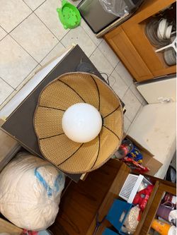 Mid Century Modern Boho Rattan Lamp