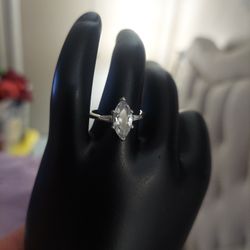 2ct Marquis CZ .925 Sterling Engagement, Right Hand Ring SZ 7