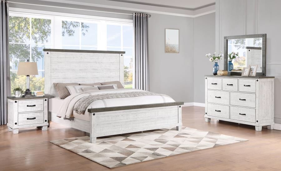 4 Piece Bedroom Set Include Queen Bed, Dresser, Mirror, 1 Nightstand…Optional Chest can be added