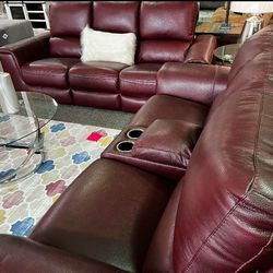 Alessandro Garnet 2 Piece Power Reclining Sofa And Loveseat By Ashley/ Brand New,  Comfy,  Red Couch 