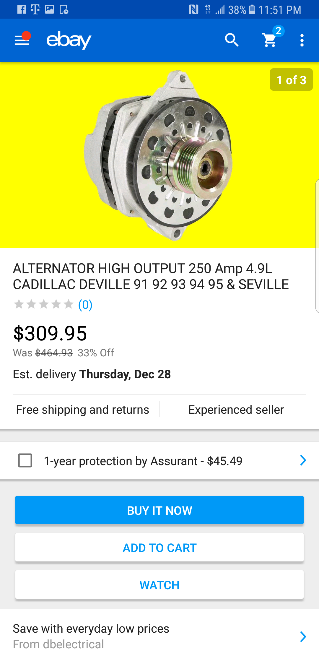 Cadillac alternator 250 amps