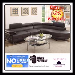 New black bonded leather sofa sectional